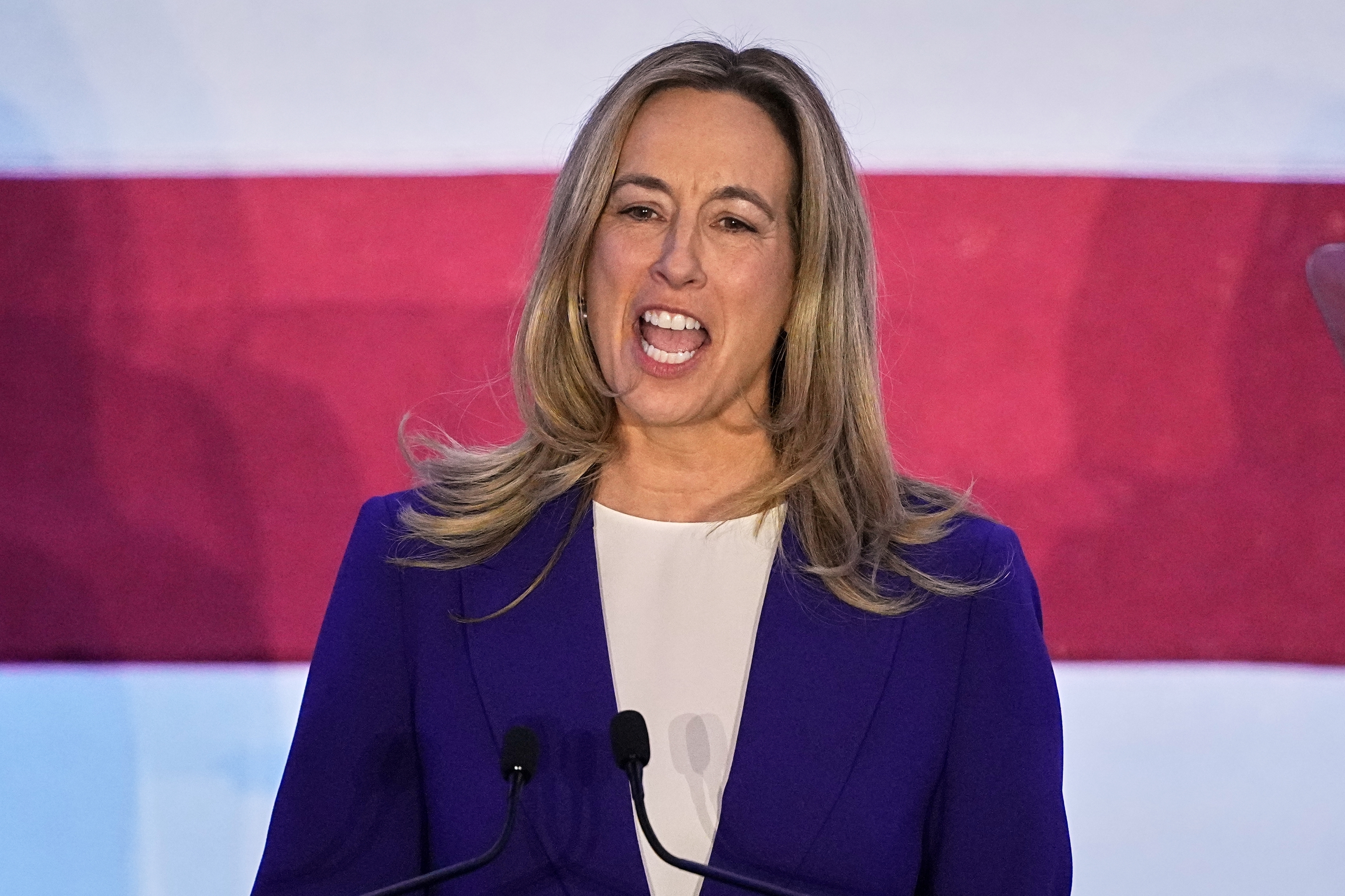 New Jersey Democratic gubernatorial candidate Mikie Sherrill speaks during an election night party in East Brunswick, N.J., Tuesday, Nov. 4.